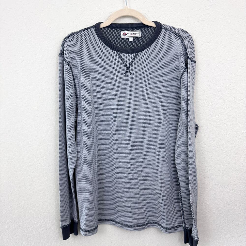 J. Crew Wallace & Barnes Mens Long Sleeve Honey Comb Knit Shirt Sz L Casual Gray